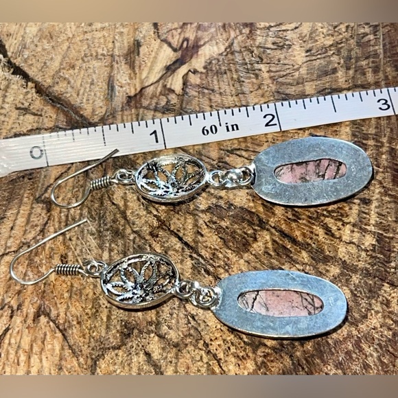 Peach Rhodochrosite Earrings 2 7/8” - Picture 8 of 9